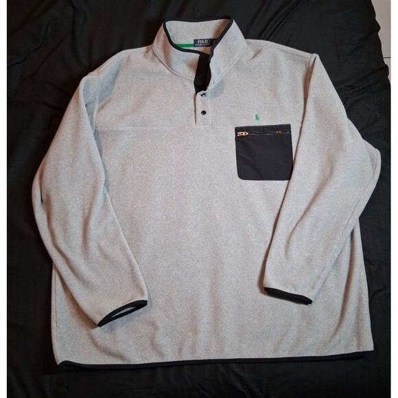 Polo Ralph Lauren Men's Fleece Pullover Sweater Snap Closure Gray 4XLT